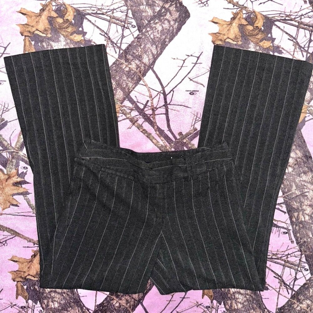 y2k office siren pin stripe flare bootcut dress pants